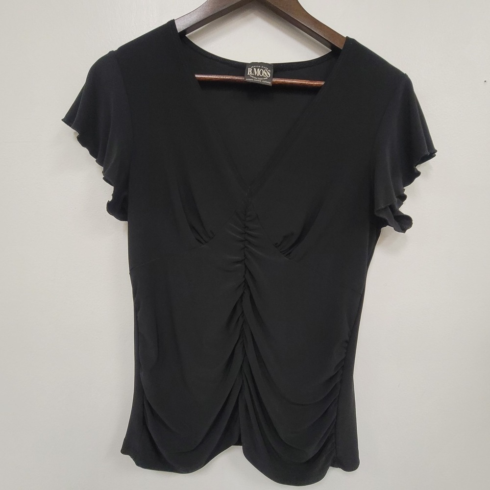 B‎ Moss Womens Vtg Y2K Black Babydoll Top Size M Stretch 90s Grunge Whimsigoth